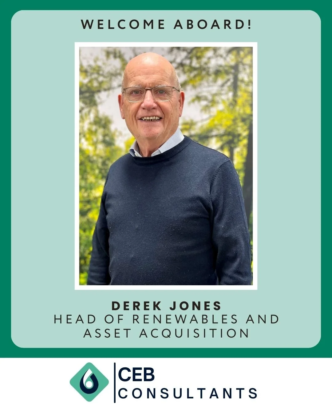 We're pleased to introduce Derek Jones, who will be joining us in the New Year as our Head of Renewables and Asset Acquisitions.

We are extremely privileged to welcome someone of Derek&rsquo;s experience to the team. 

He brings over 30 years of exp
