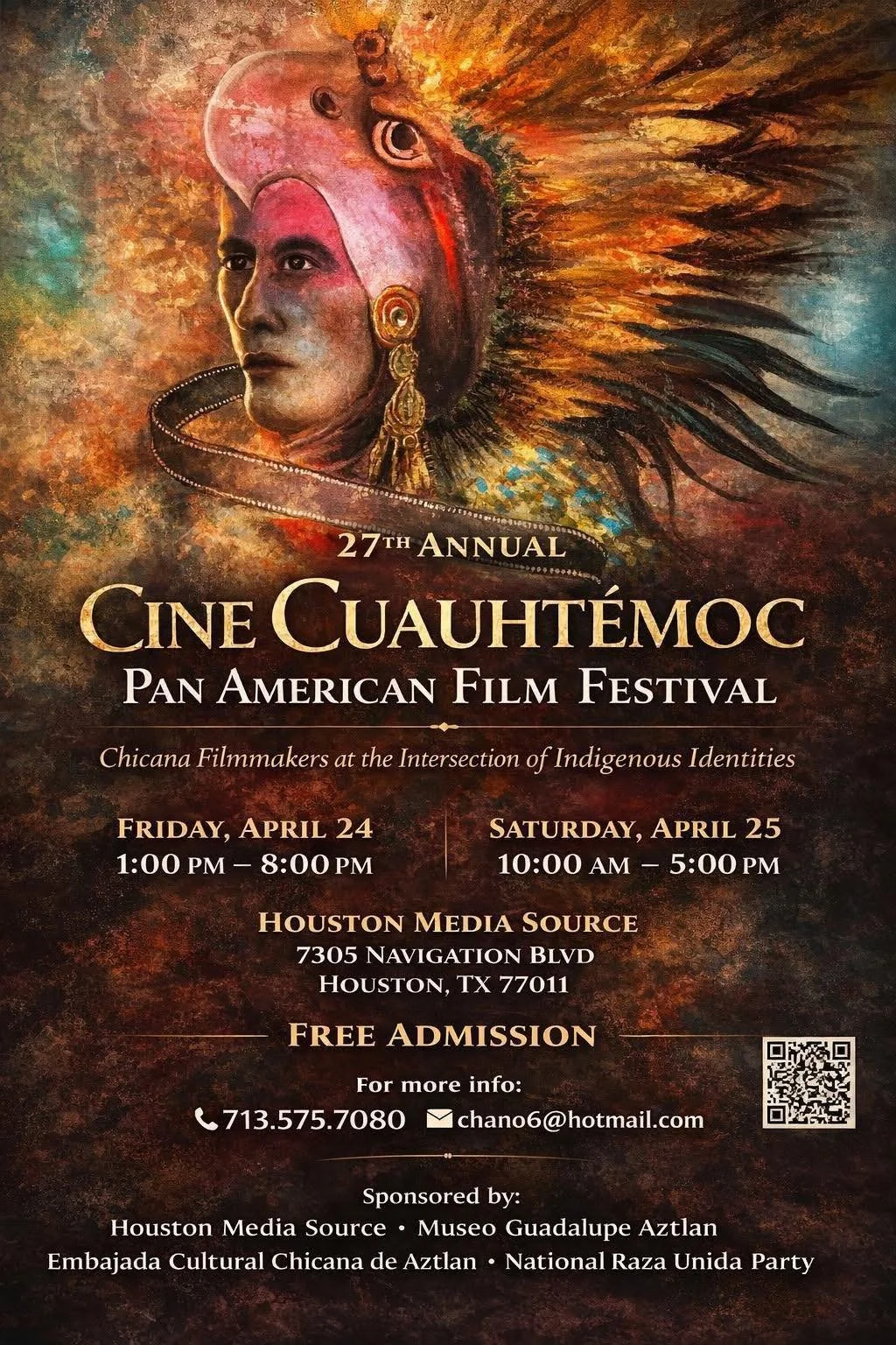 Ready for the Cine Cuauhtemoc 
Pan American Film Festival?

Enjoy two days of film 🎥 !!

Join us! 🎞️

#films #FilmFestival #houston #movies