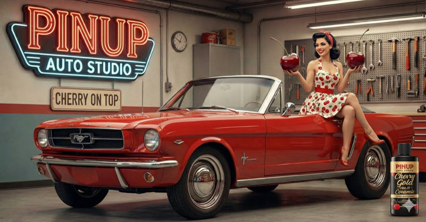 CHERRY GOLD ceramic coating package applied to luxury vehicle at Pinup Autostudio in Houston Texas