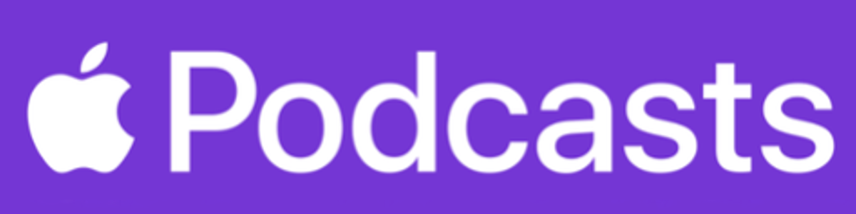 Apple Podcasts logo on a purple background.
