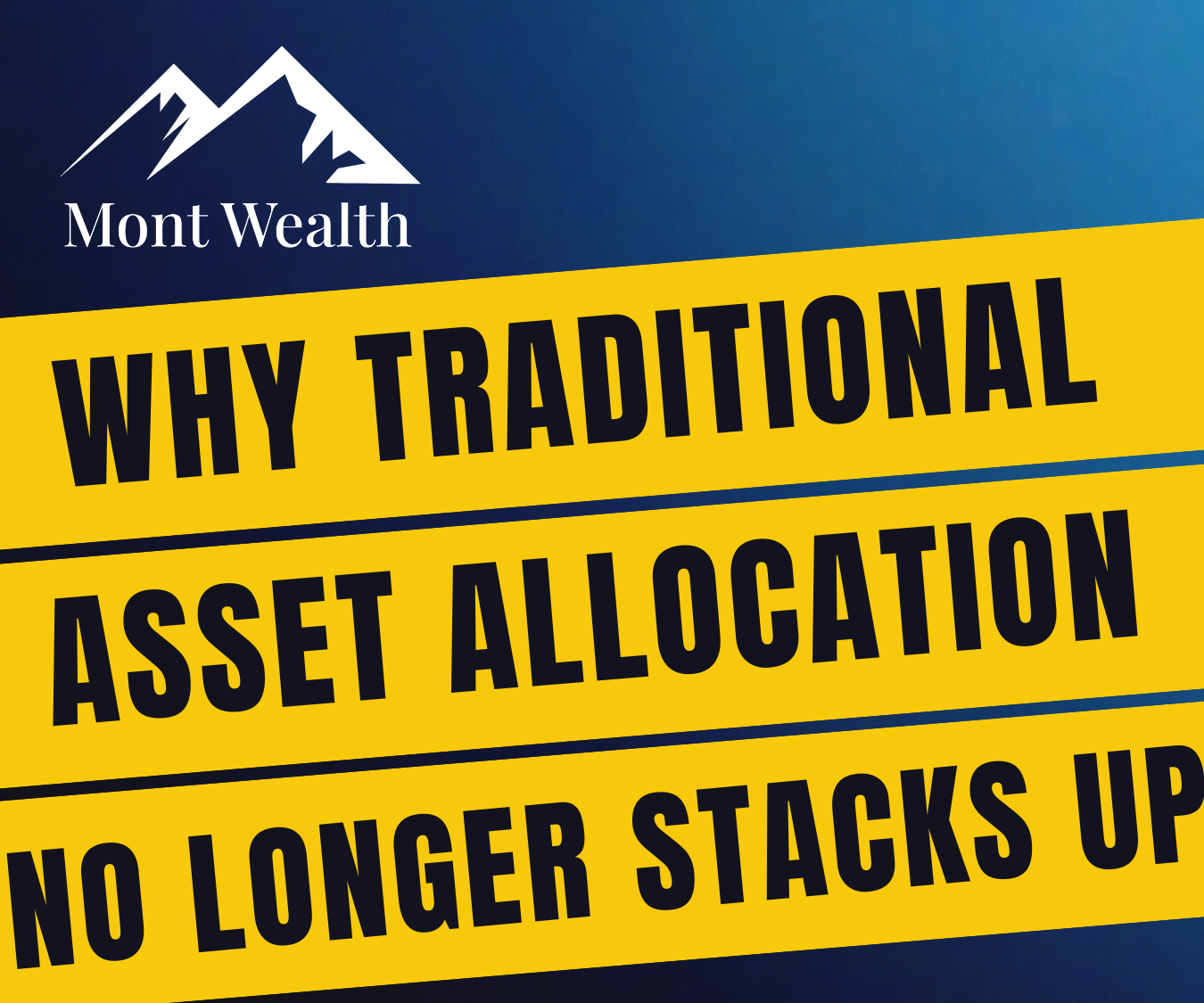 Mont Wealth logo with text: "Mont Wealth March 2025 'Strategic Growth' Report" on a blue background.