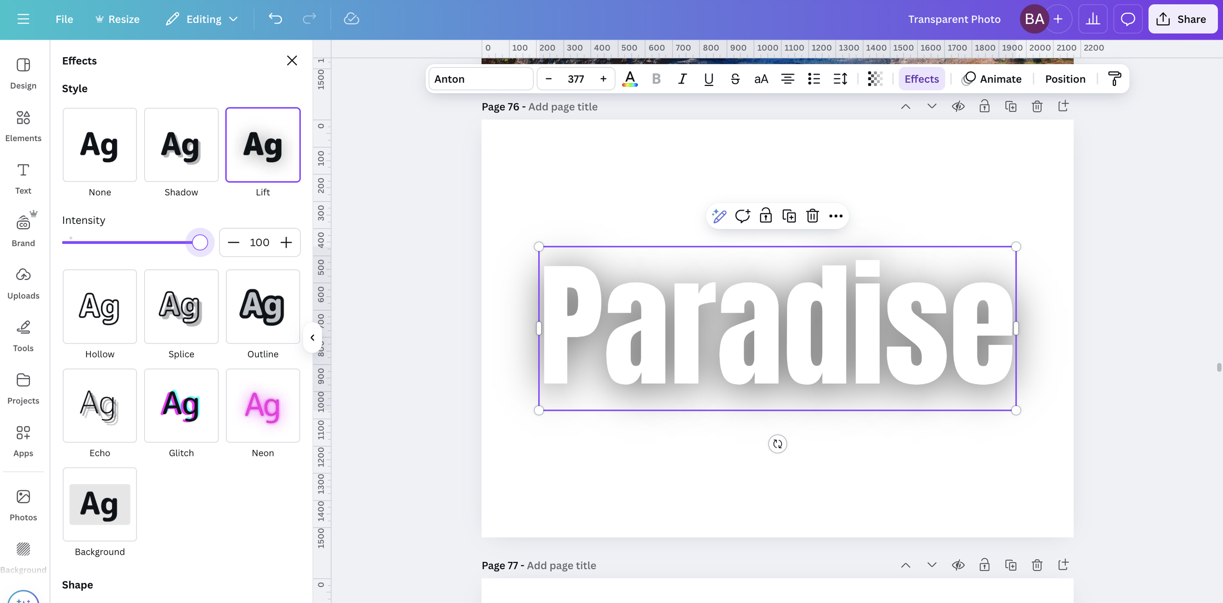 Transparent Photo Overlay Text Effect in Canva — Preset Pixels