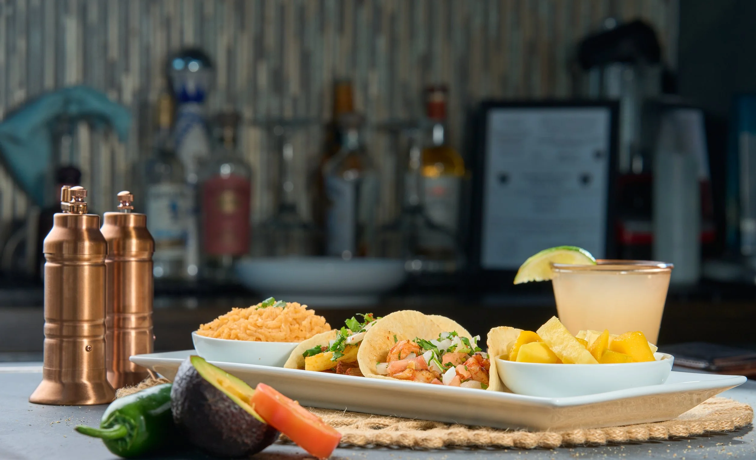 shrimp tacos with rice on the side .jpg