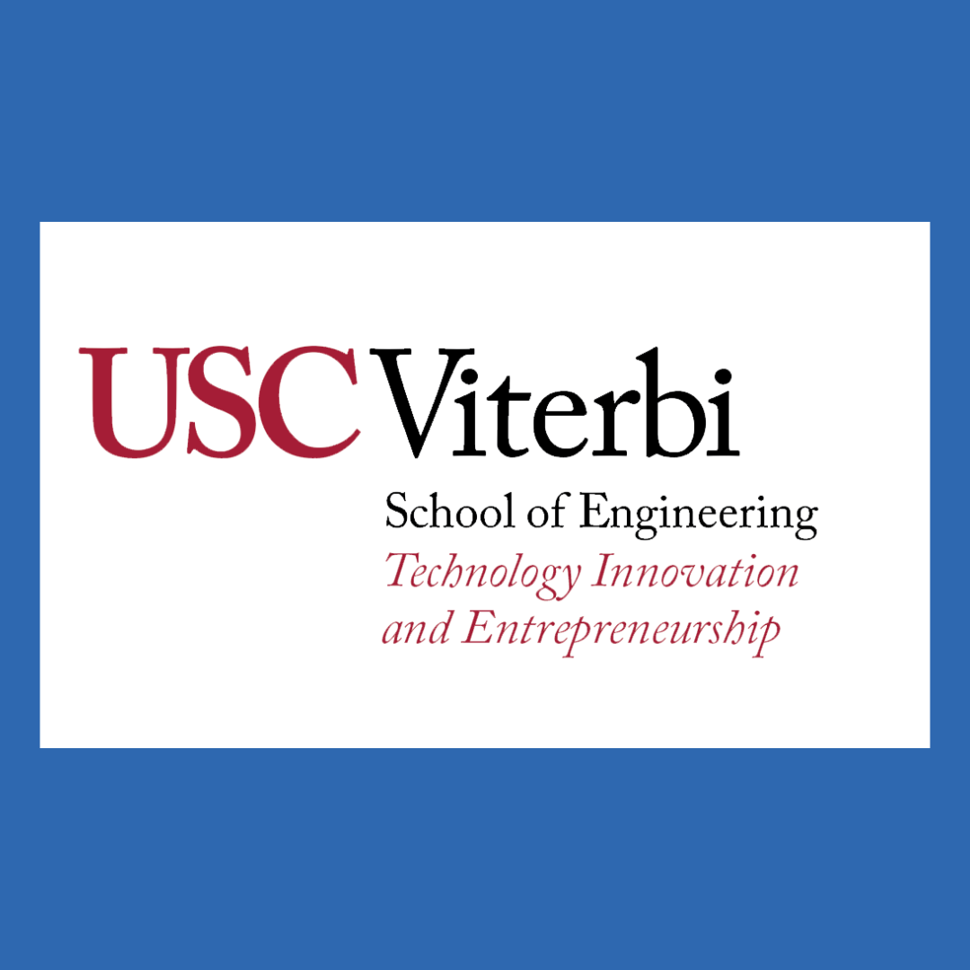USC Viterbi School of Engineering logo with the tagline 'Technology Innovation and Entrepreneurship' on a blue background.