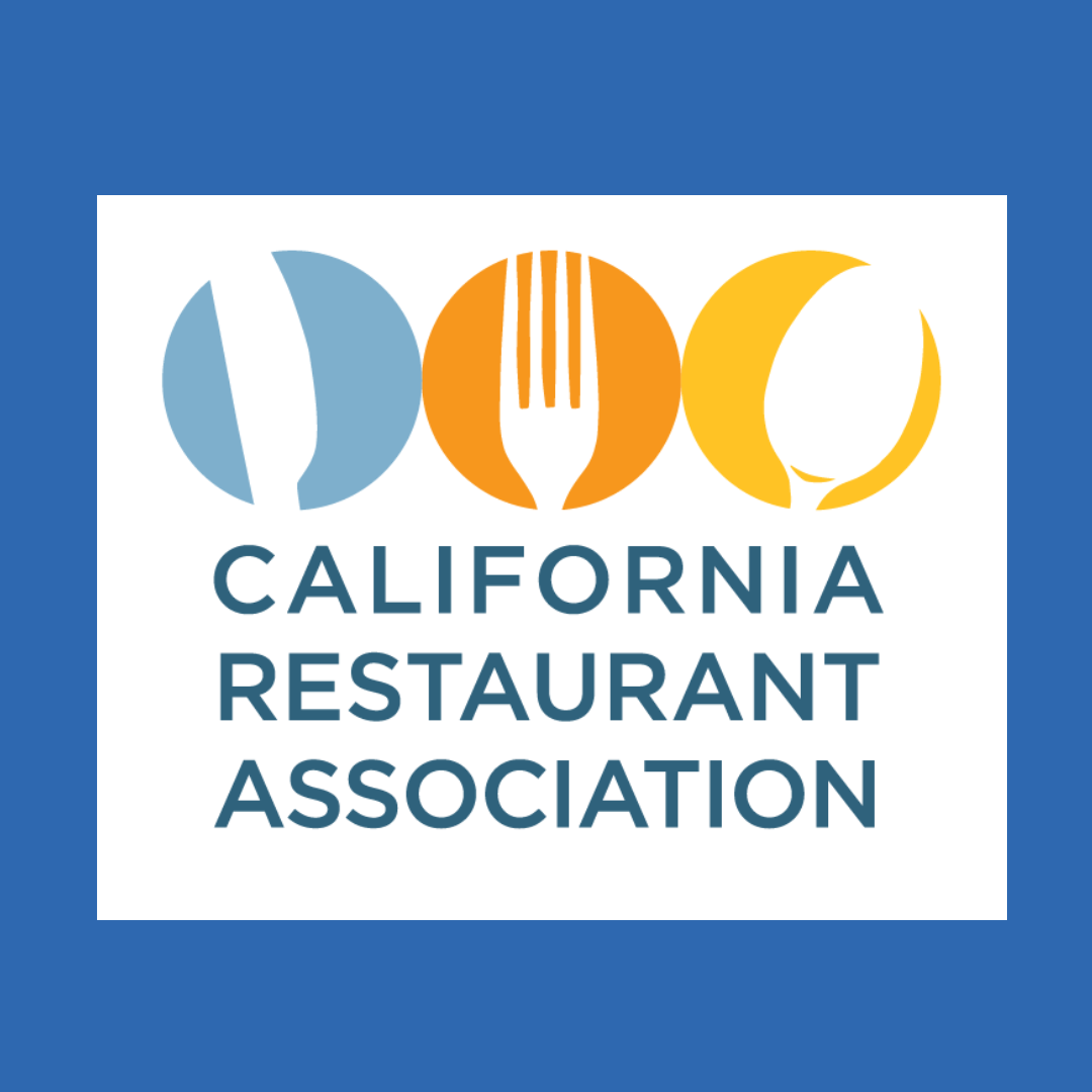 Logo of the California Restaurant Association featuring stylized cutlery in blue, orange, and yellow with the words 'California Restaurant Association' below.
