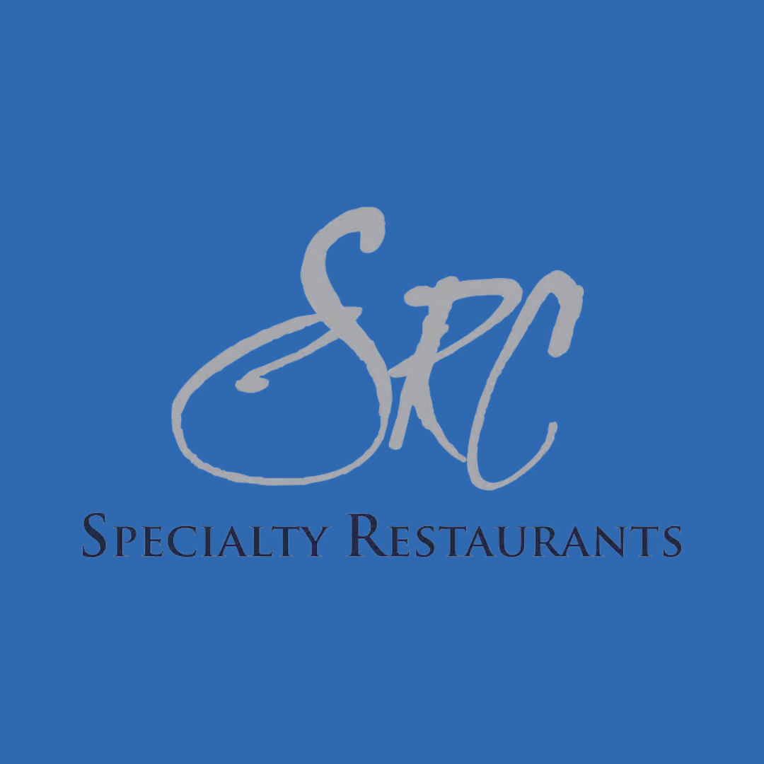 Logo with stylized initials and the text 'Specialty Restaurants' on a blue background.