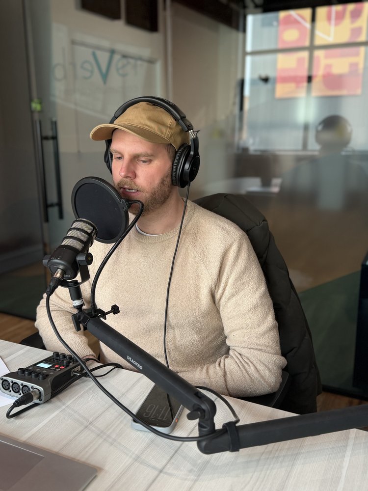 Nick Ross during the voiceover recording session