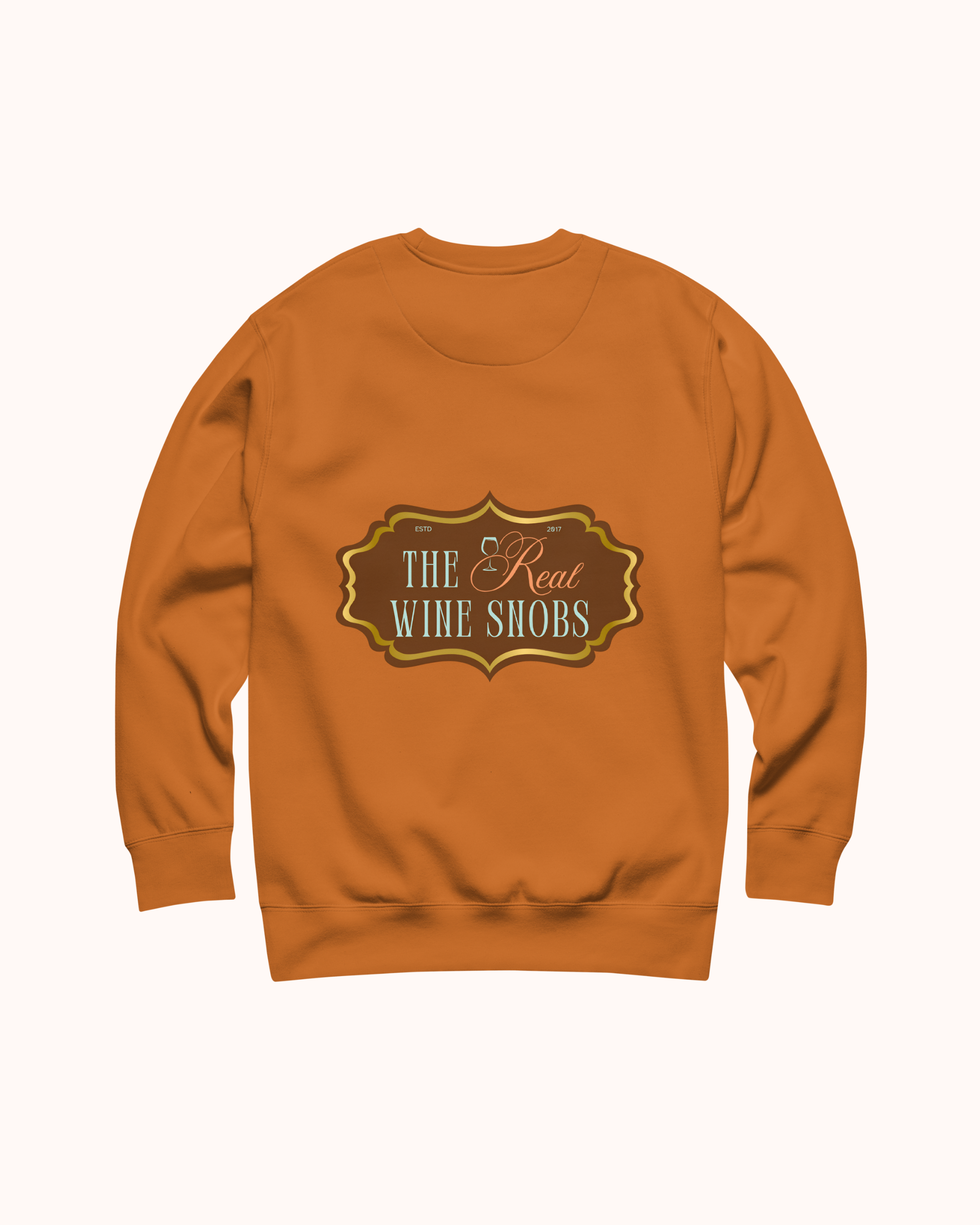 Premium wine sweatshirt with “Making Pour Decisions Since 2017” on the front and logo on back. Structured unisex fit, cotton face, fleece interior. Sizes S–3XL.