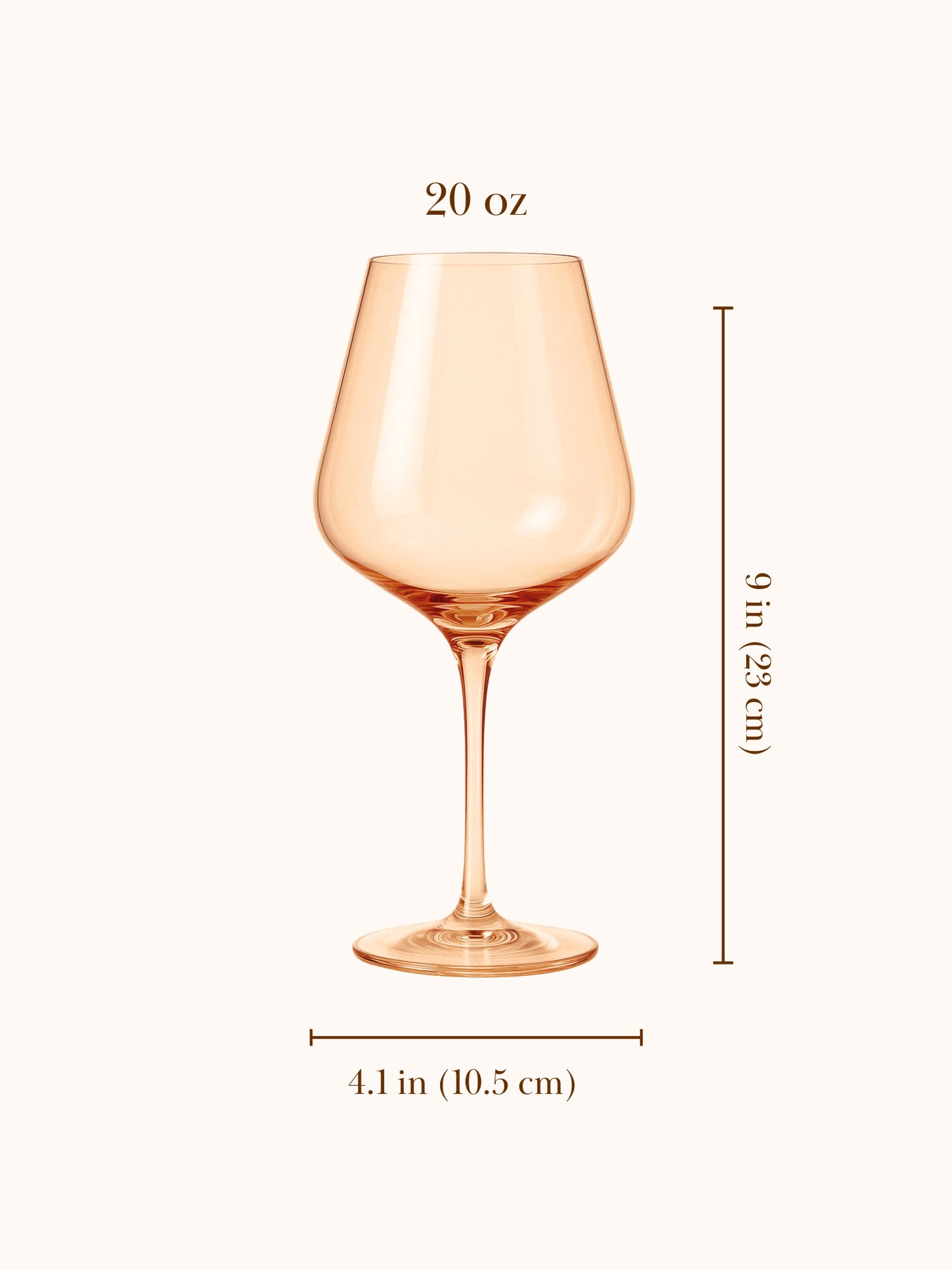 Hand-blown crystal wine glasses with a soft peach glow. The Naked Peach set of 4 is made for warm baths, quiet nights, and winding down, no apologies needed.