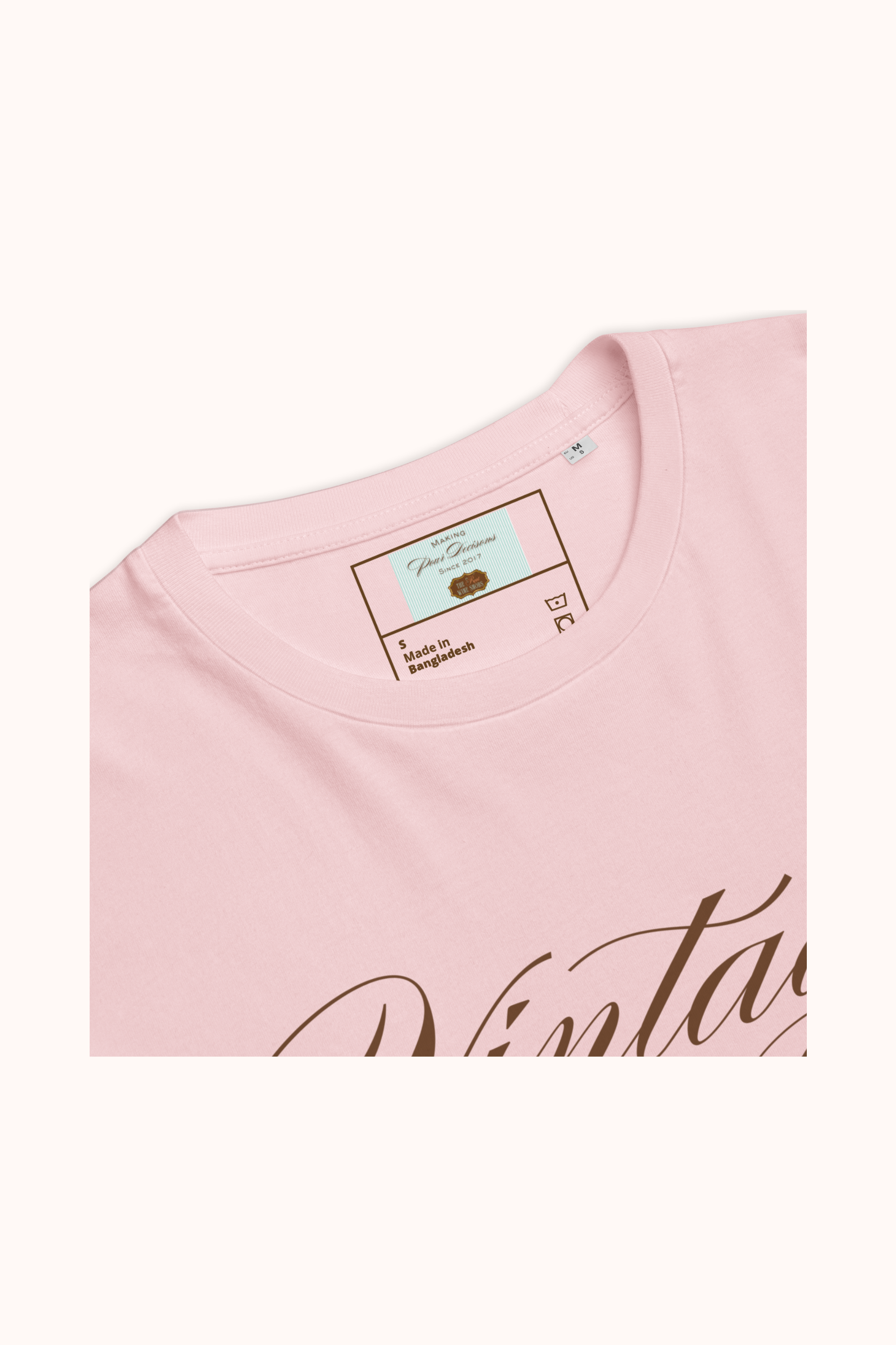 Old Money Energy tshirt in Rosé Cuvée, detail