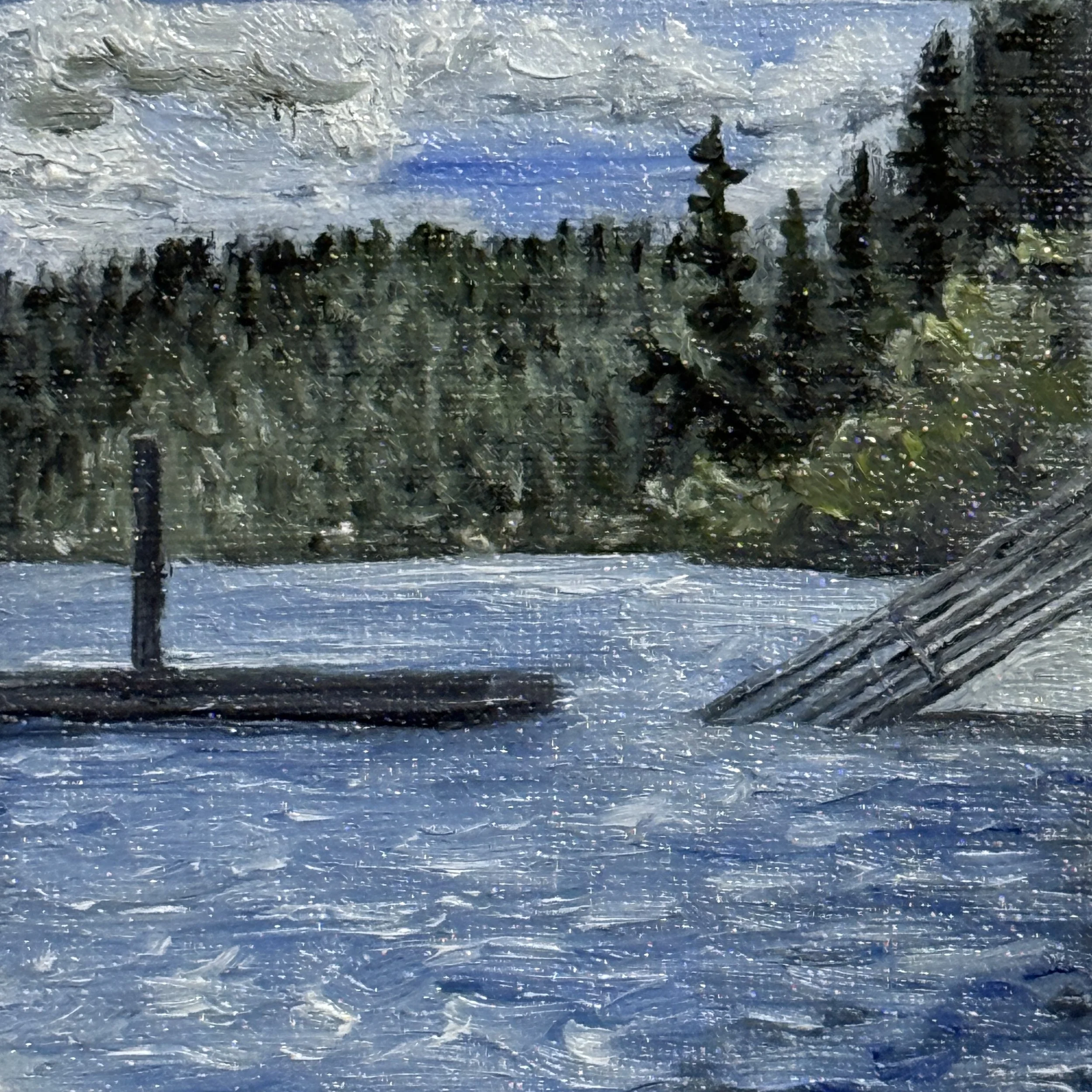 "Mowry State Park," oil on paper, 2 x 2 inches, 2025.
