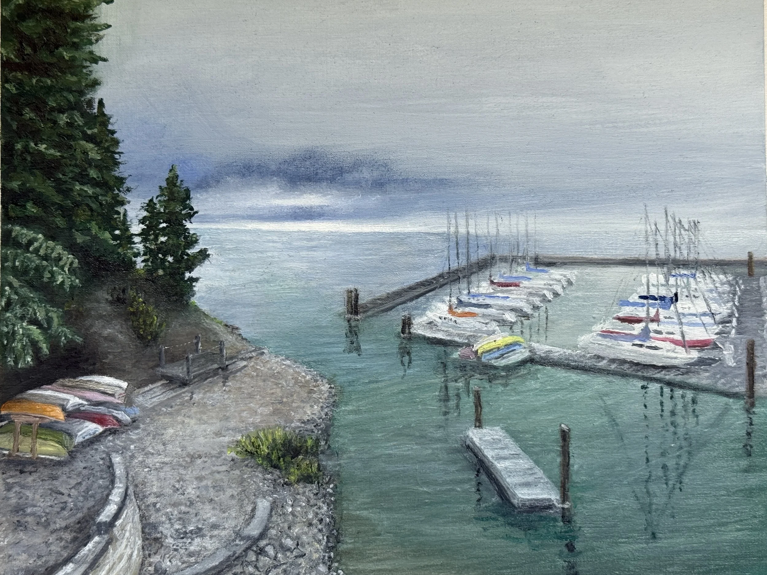 "Early Fall at PYC," oil on paper, 10 x 8 inches, 2025.*