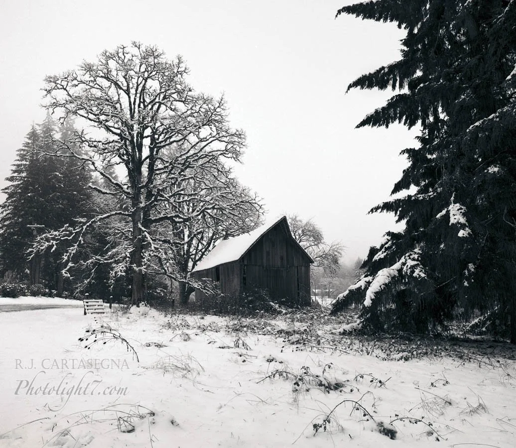 Barn in Snow, Eagle Fern Park 2014