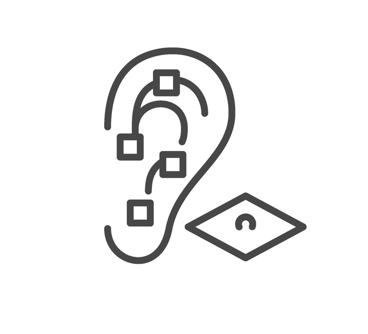 Illustration of a ear with ear seeds icon image
