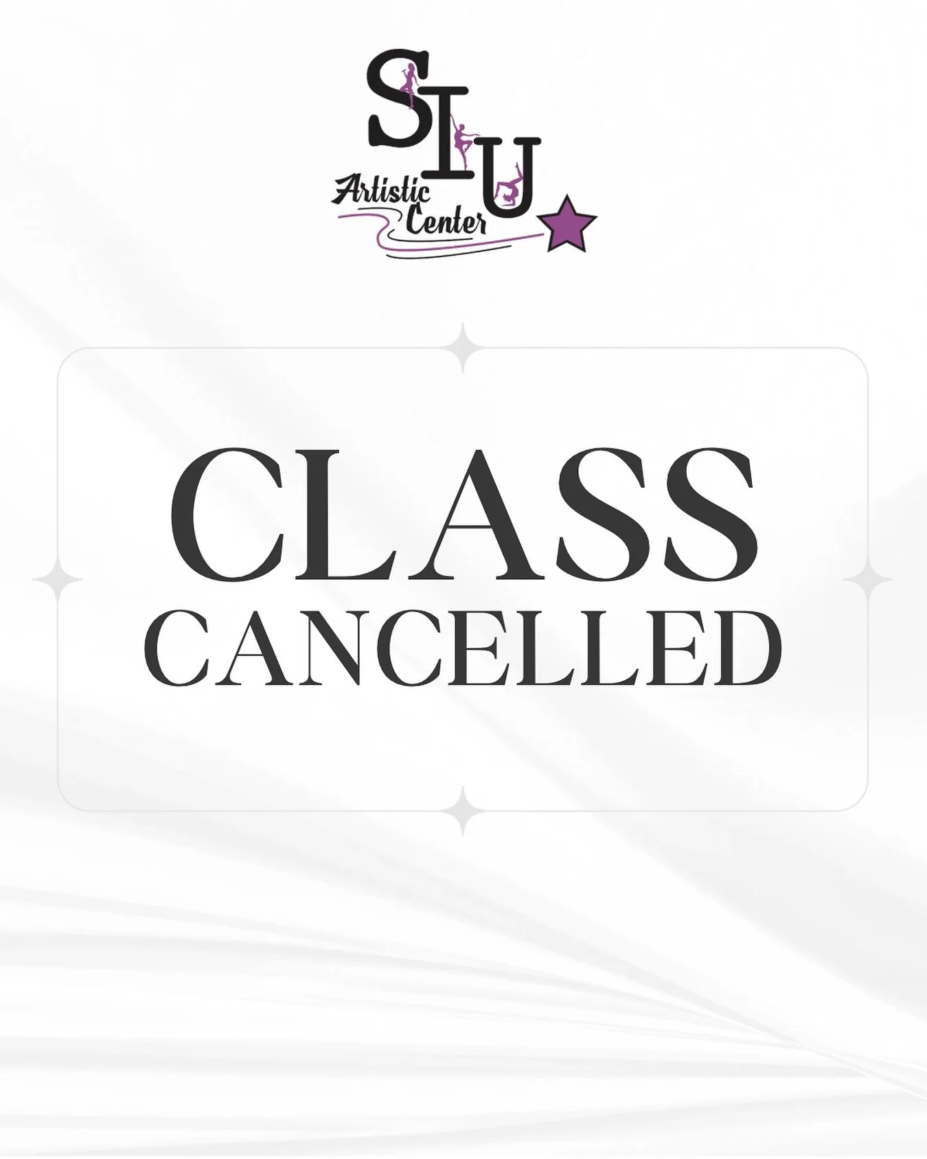 🚨 Schedule Update 🚨
All adult classes for tonight are canceled due to unforeseen circumstances.
We&rsquo;ll announce a make-up date soon &mdash; stay tuned! 💜

#SIUAC #StudioUpdate #DanceLife #OntarioNY #RochesterNY