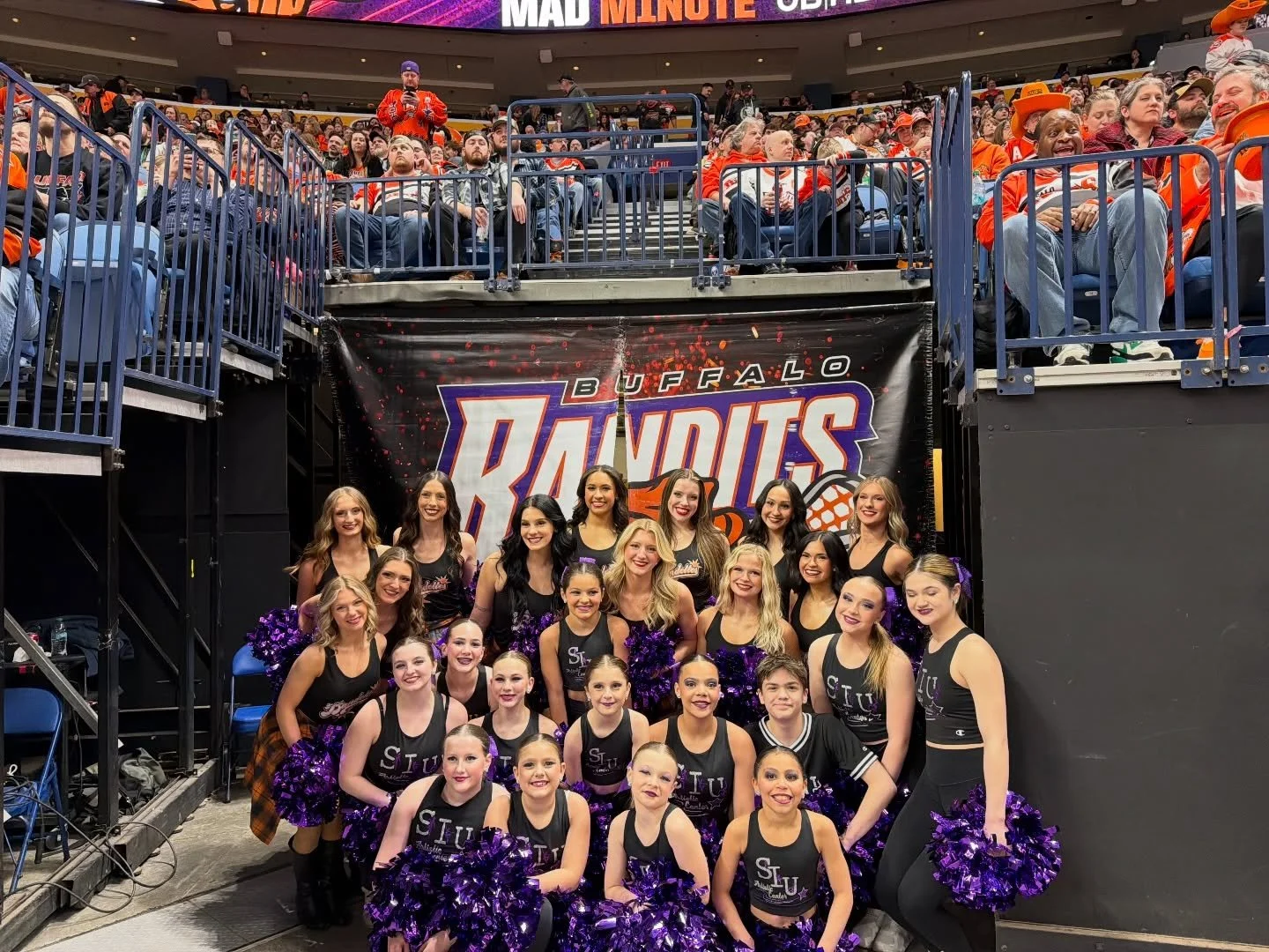 What a night for SIUAC!!

Our dancers took the field at KeyBank Center for a Buffalo Bandits game - performing in front of over 10,000 fans! Even more incredible&hellip; we were the first outside group ever invited to perform in that arena. What an h