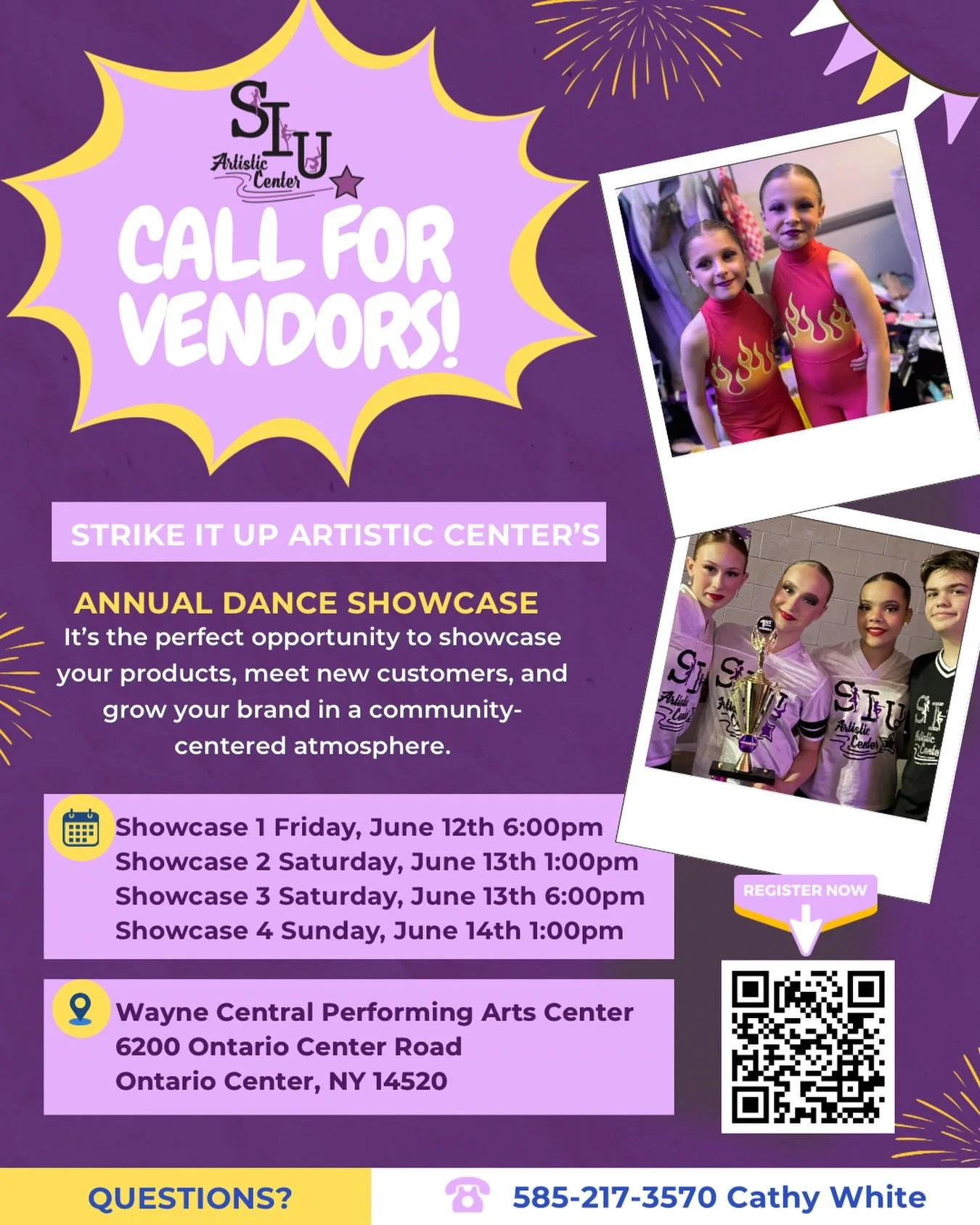 🎉 CALLING ALL VENDORS! 🎉

Be part of our Annual Dance Showcase at SIUAC! This is the perfect opportunity to showcase your products, connect with new customers, and grow your brand in a fun, community-centered environment 💜

With multiple shows and