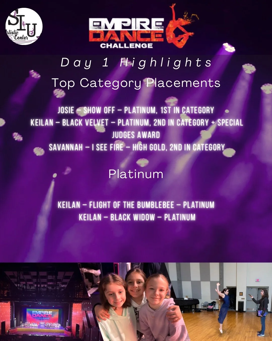 @empire.dance.challenge &ndash; Day 1

On this first day of what we call &ldquo;Maycember&rdquo; in the performing arts world, we saw strong performances across the board with the following results.

From Gold to High Gold to Platinum, this group sho
