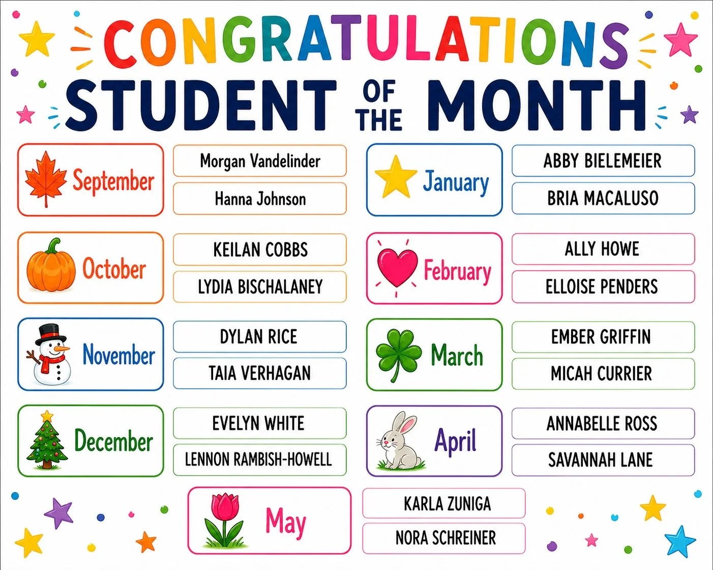 A huge congratulations to all of our 2025-2026 SIUAC Students of the Month 💜

These dancers, artists, and performers were recognized throughout the season for their hard work, positive attitudes, kindness, leadership, growth, dedication, and love fo