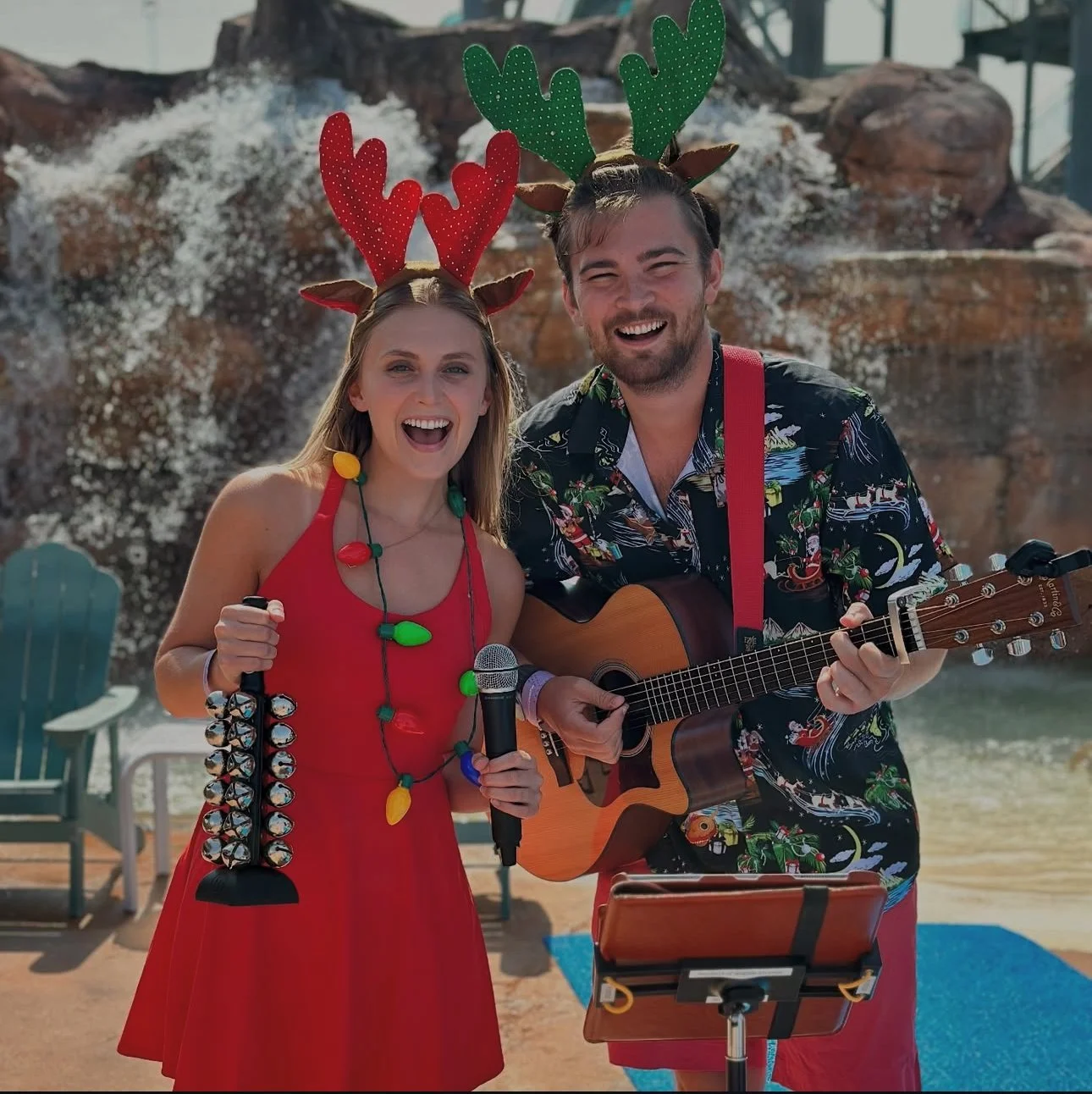 Giacomo and Sierra doing a Christmas in July show