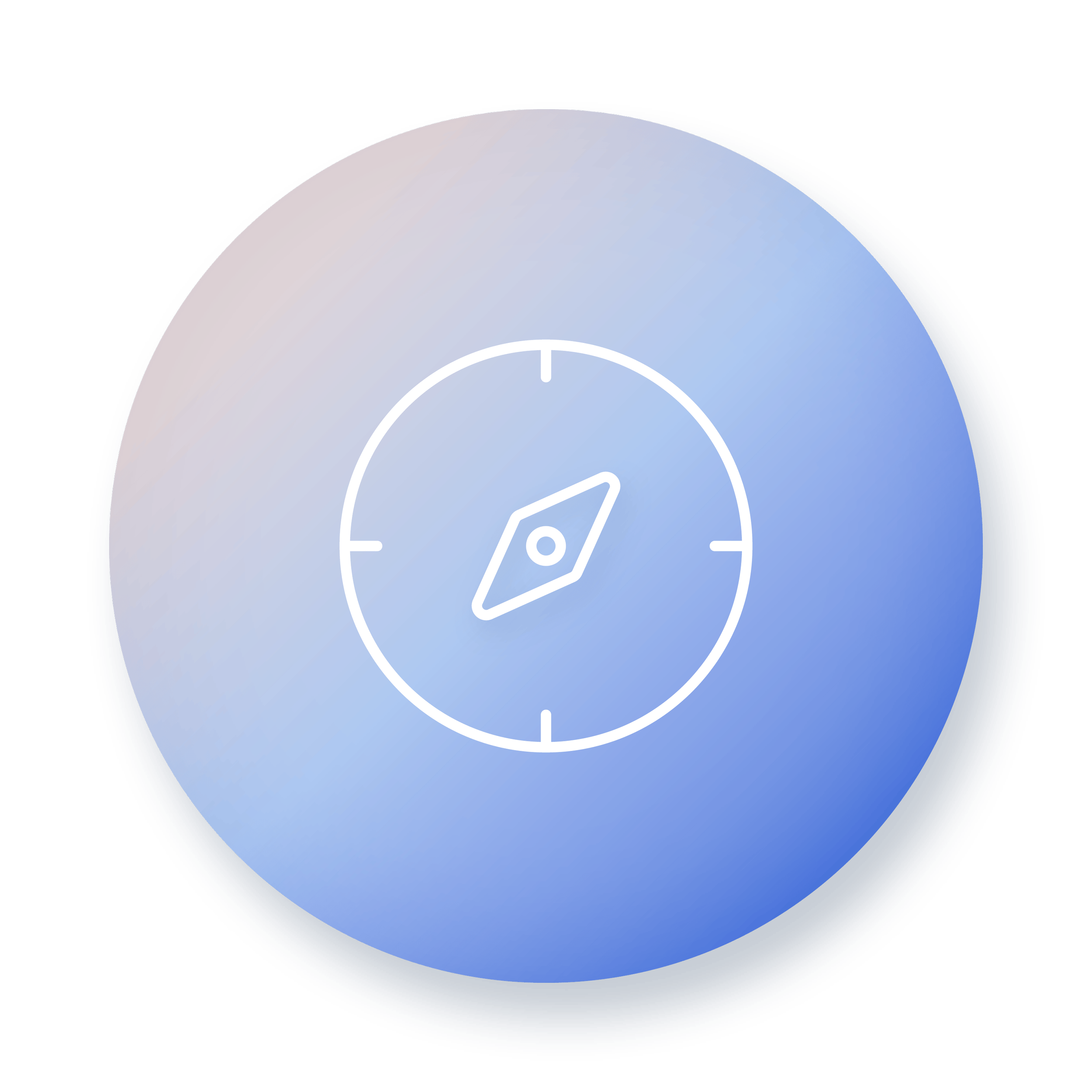 Blue and peach compass icon for the Garden Vision Guidebook intro section explaing the garden planning framework.