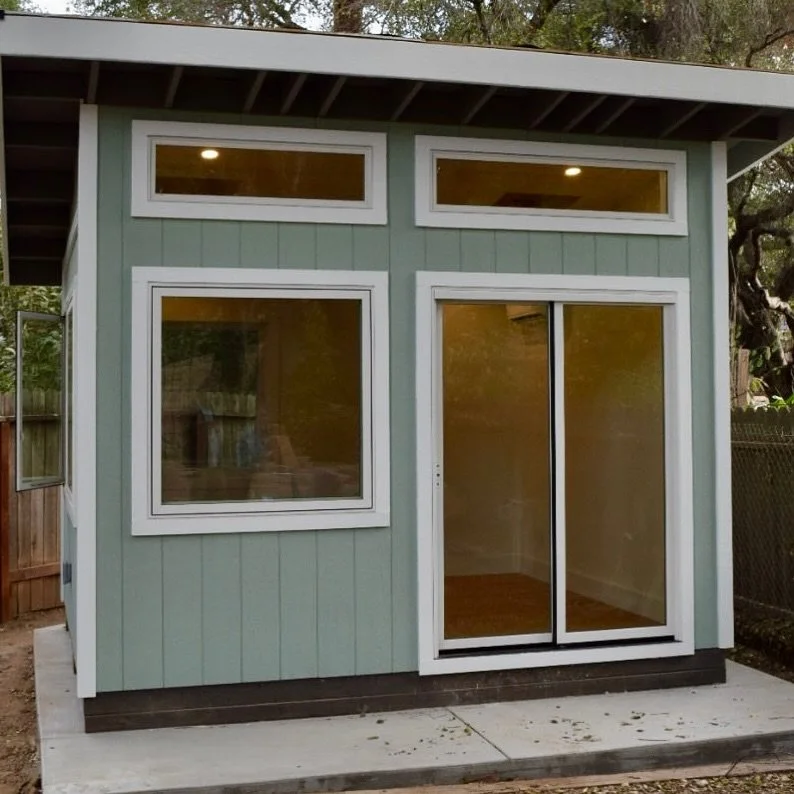 Always exciting to see our clients&rsquo; one-of-a-kind vision come to life ✨🏡. 
.
#genuinesheds  #backyardoffice #studioshed #homeoffice #officeshed #ojai
