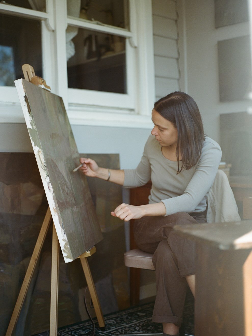 A little peek into the process. This piece, &lsquo;Weathered&rsquo;, will be part of my upcoming show and I loved having it captured by @jennifer___jones___