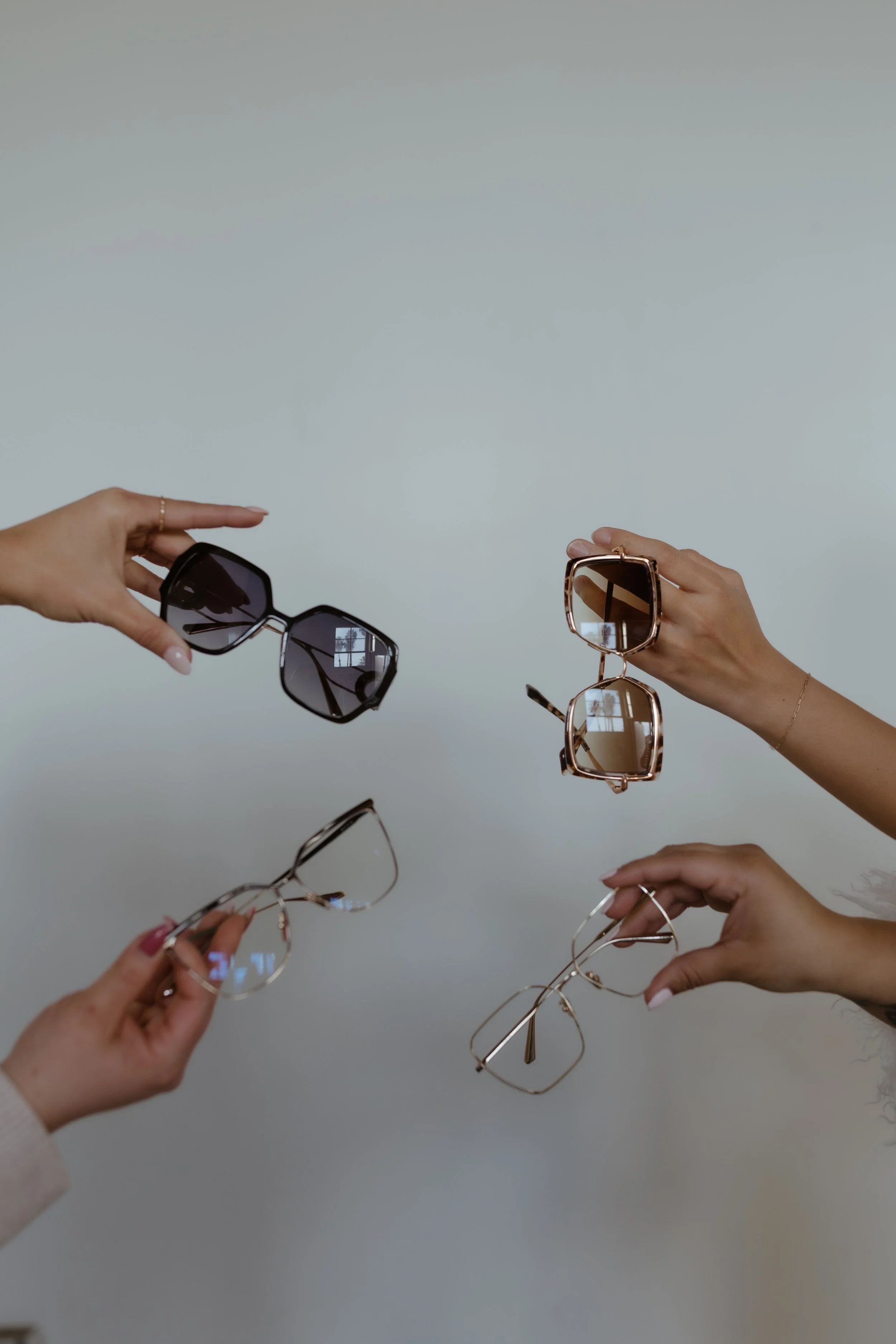 Luxury branded eyewear, eye glasses, sunglasses. Dior, Salt, Mykita.