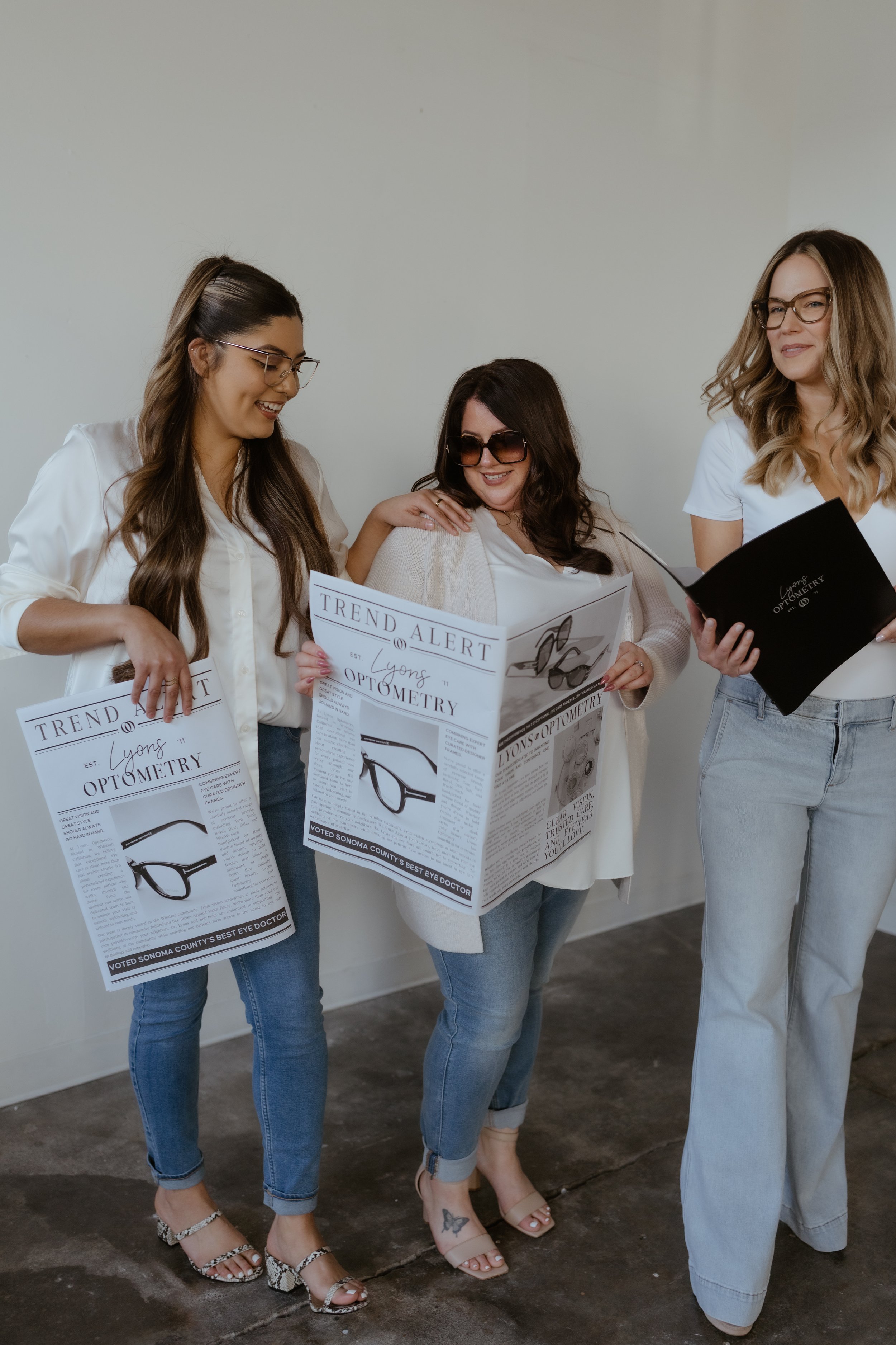 Lyons Optometry Best Eye Doctor In Sonoma County Girls Smiling wearing designer luxury sunglasses and eyewear