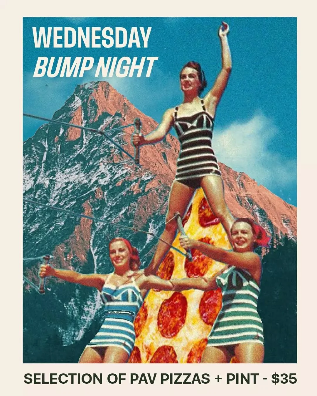 WEDNESDAY BUMP NIGHT 🍕🍻

Carve up your midweek with our favourite combo: Margherita or Pepperoni pizzas + pint, $30.
⁠
From 6pm &lsquo;til close &ndash; every Wednesday at Pavilion.