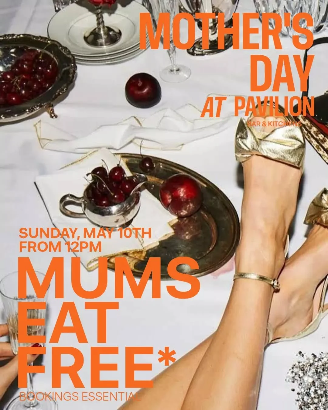 For the mothers.
For the grandmothers.
For the mother figures who deserve a day out.

Join us at Pavilion this Mother&rsquo;s Day, Sunday May 10th from 12pm, with Mums Eat Free* (special menu to follow soon).

Settle in, order well, and make an after