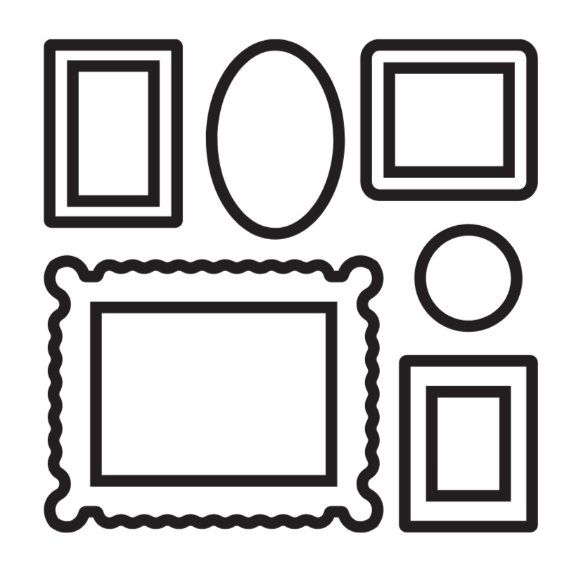 a graphic of different size frames and shapes, square, rectagnles and circles