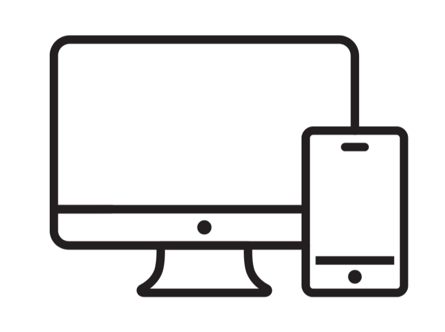 A graphic of a computer and a cell phone next to each other
