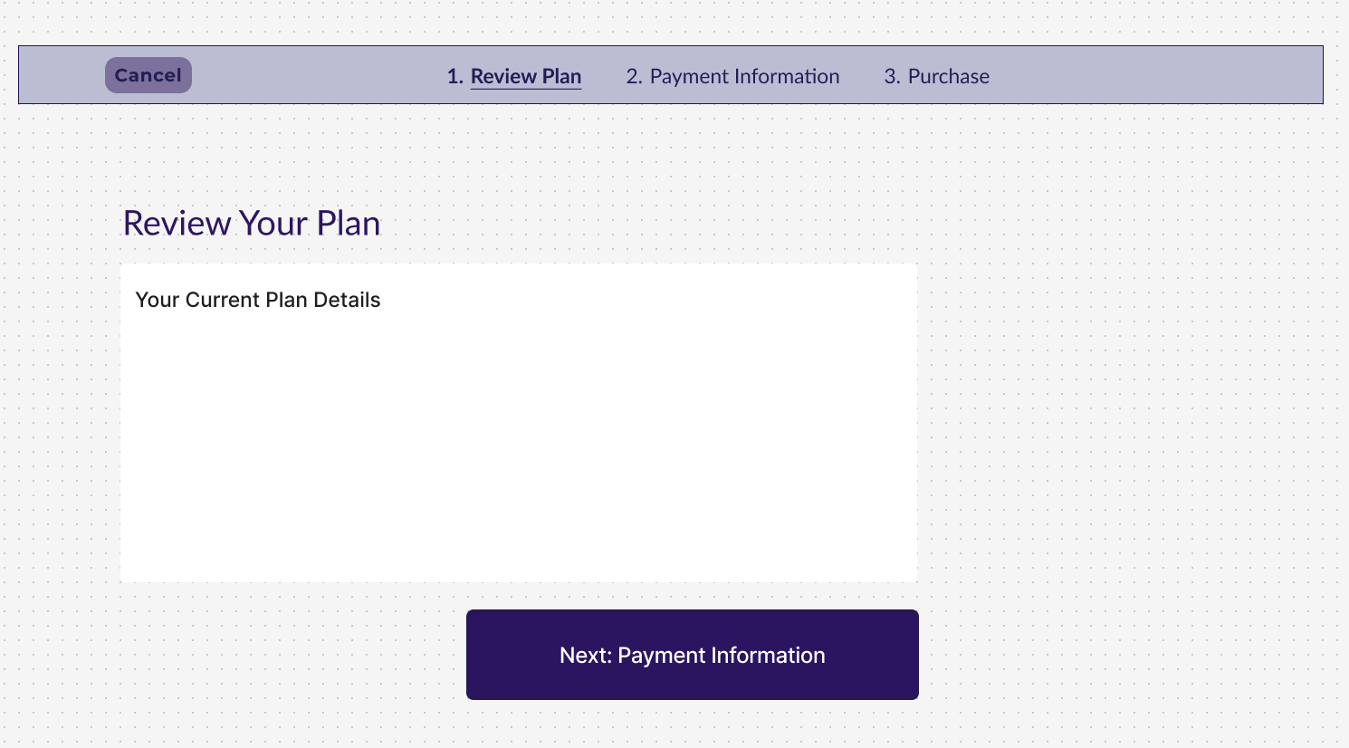 Low fidelity wireframe showing breadcrumb design
