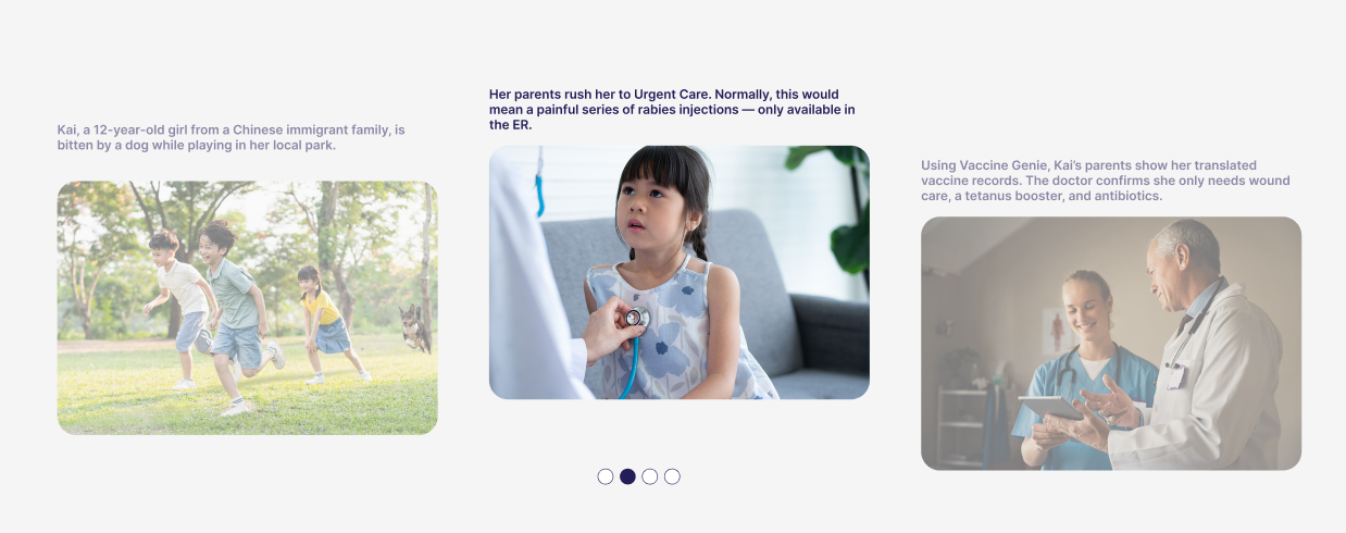 Carousel section of the what-if section of the vaccine genie homepage