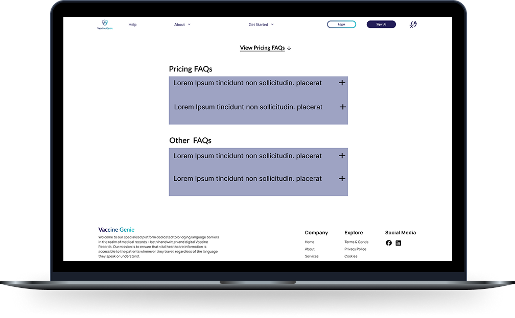 macbook screen displaying pricing FAQs
