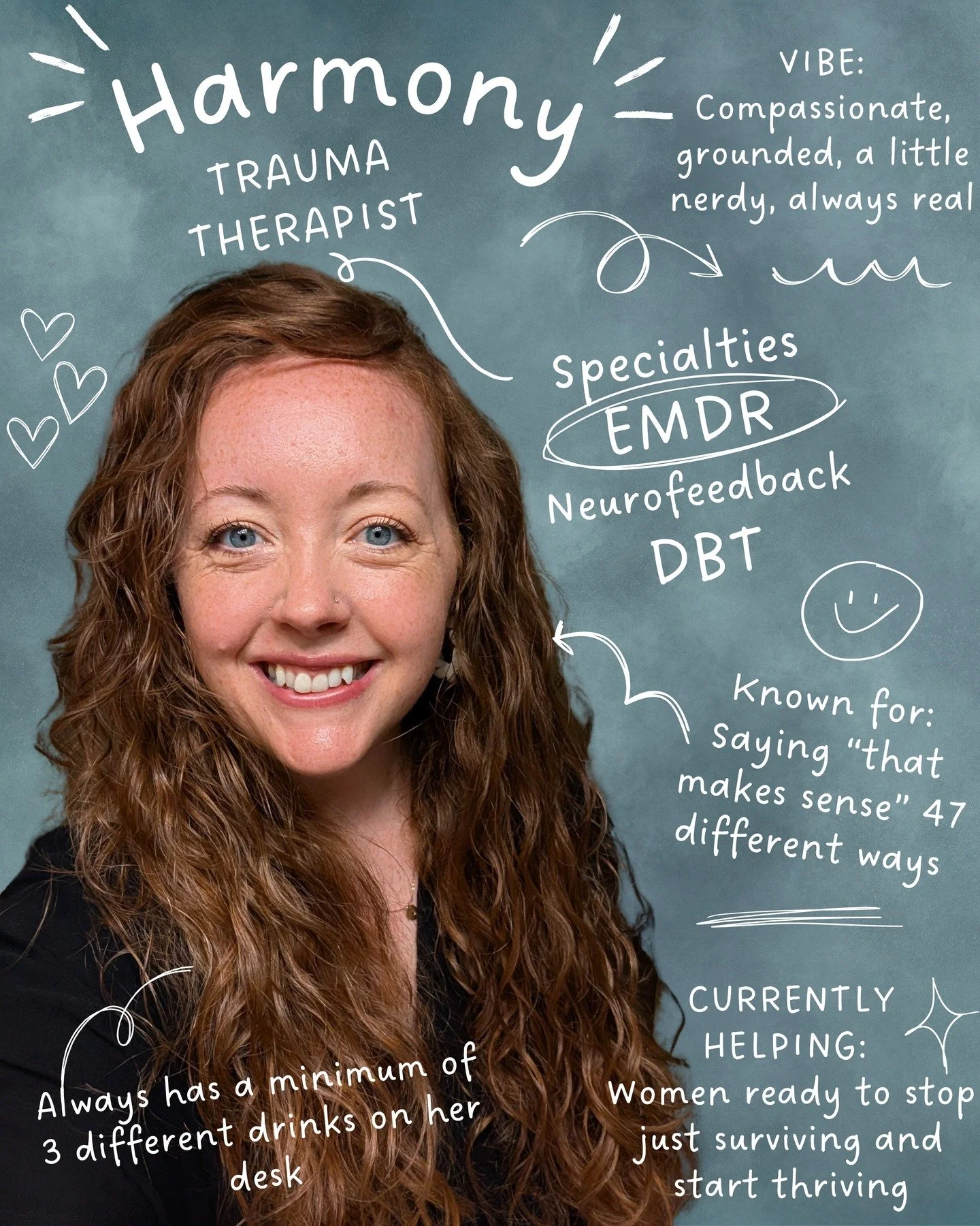 Hi, I&rsquo;m Harmony 👋

I help women move from burnout and anxiety to clarity and connection through trauma-informed therapy.
Whether we meet in the office or through telehealth, I create a space where you don&rsquo;t have to hold it all together.
