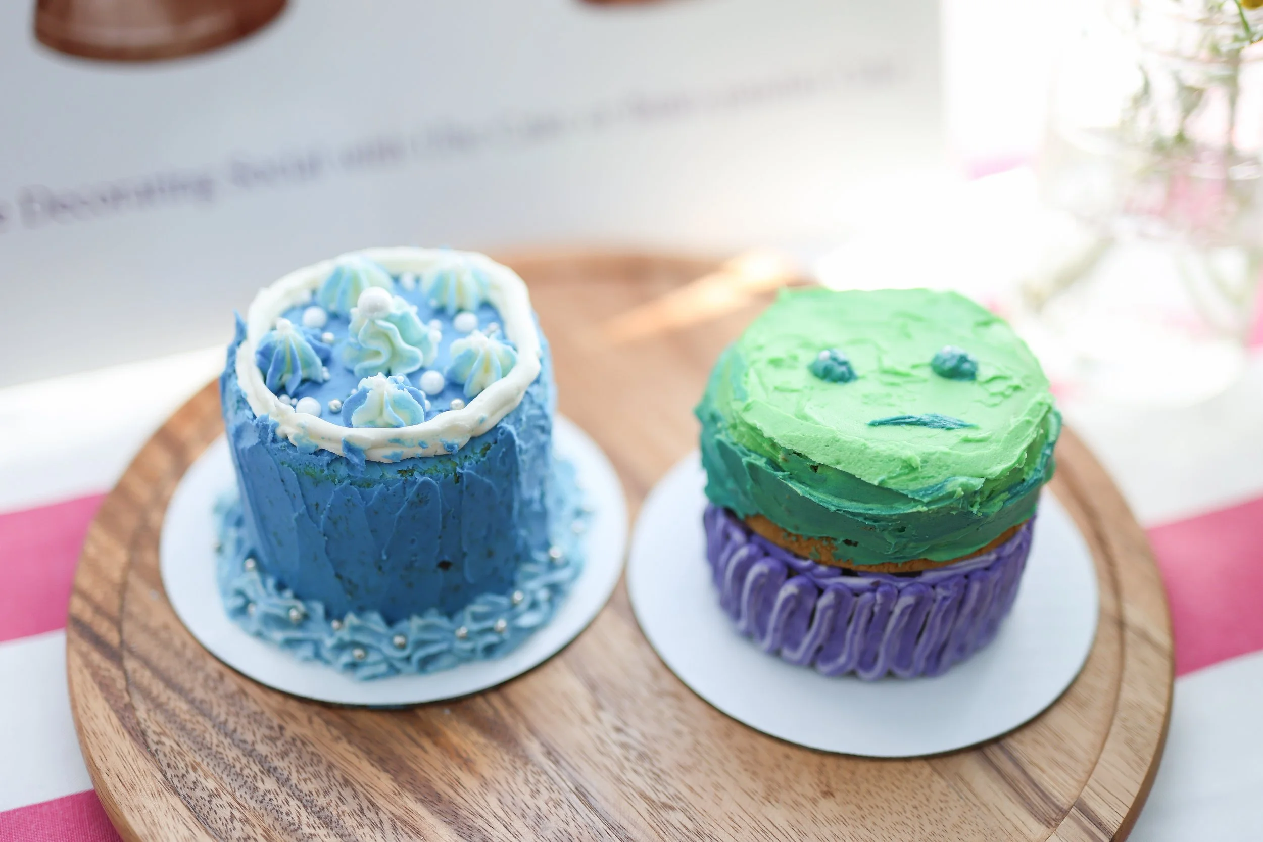 blue and green mini cake
