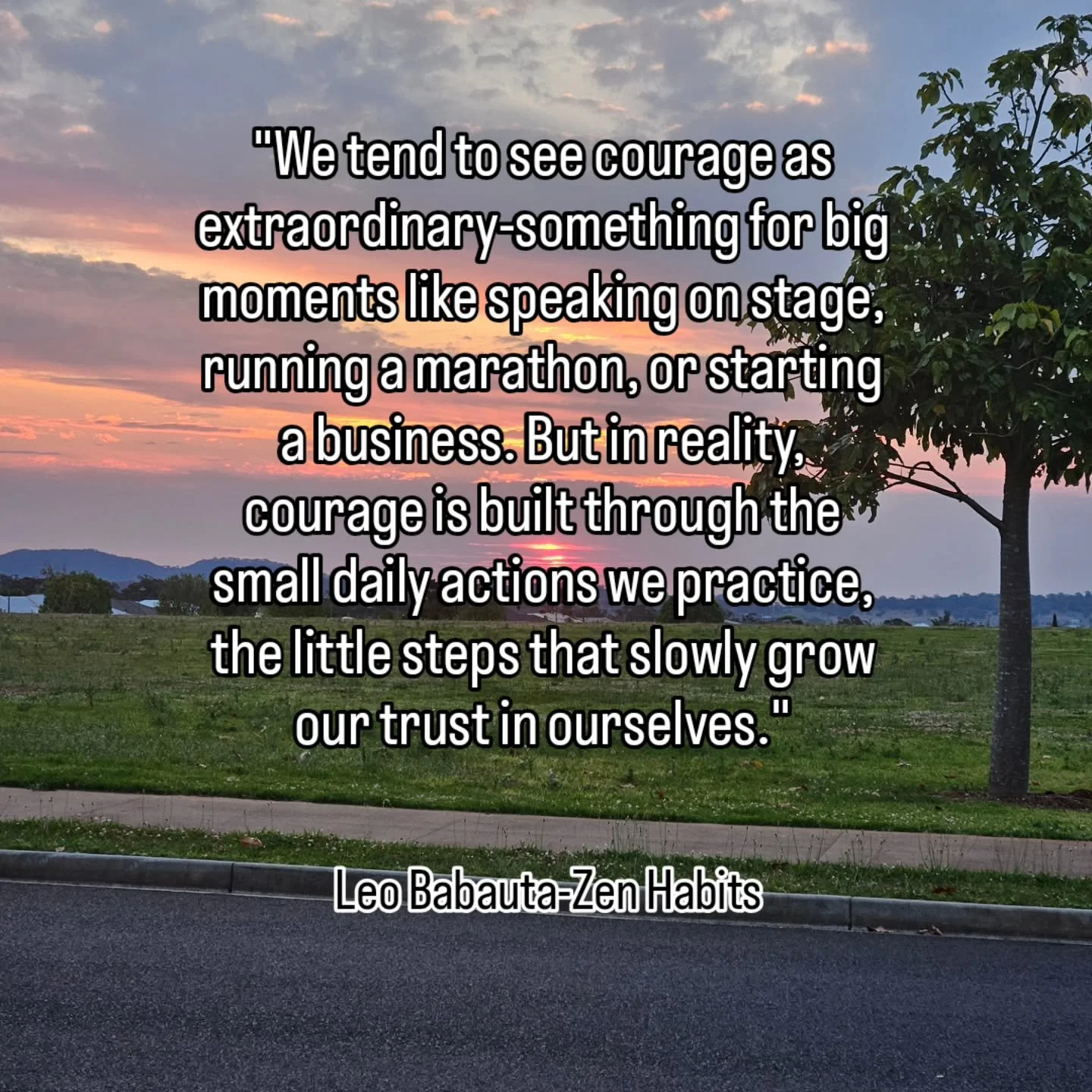 A beautiful sunset on an afternoon solo walk and a chance to take a step back and do things that bring fun and joy. It's often the simplest moments that make for the best rewards✨️

#quotes
#sunset
#couragequotes