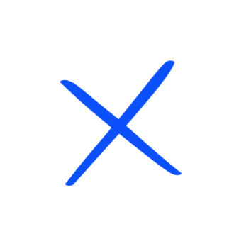 Blue X symbol on white background