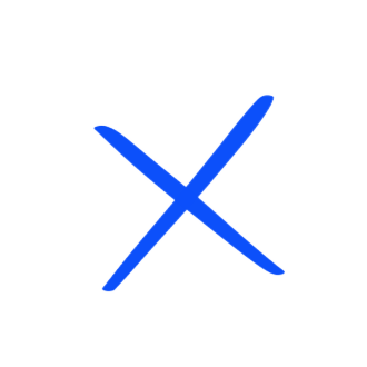 Blue X symbol on white background