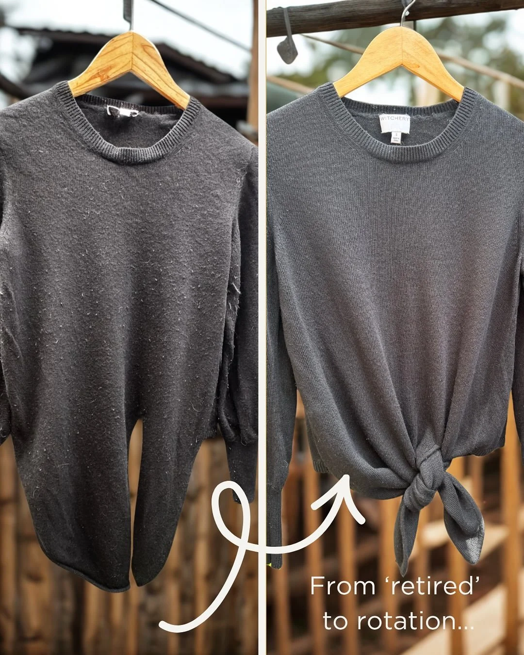 Had to share these tips (and a very satisfying before &amp; afters 👀).

Before you buy anything new, start with what you&rsquo;ve got. Most wardrobes already hold the good stuff - some items just need a little care, a tweak, or a re-think.

I&rsquo;