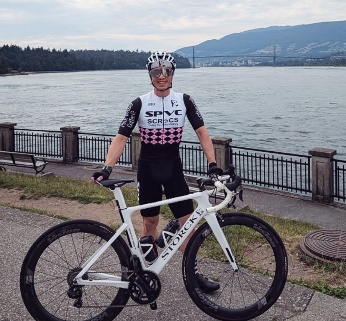 spandex panda velo club rider in vancouver bc