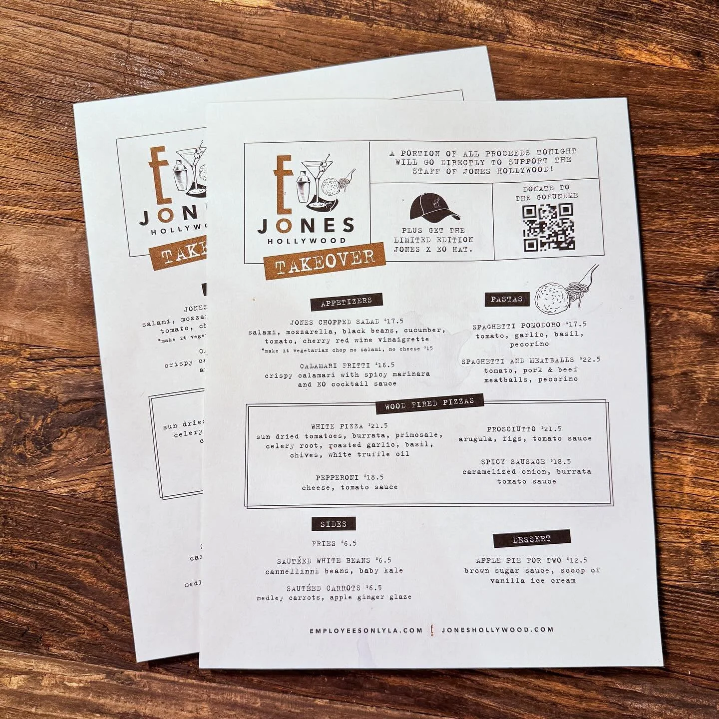 &bull; @employeesonlyla x  @joneshollywood TAKEOVER menus &amp; hats for their fundraiser last night 🫱🏼&zwj;🫲🏽

#restaurantdesign #hospitalitydesign #hospitalitydesigner #hospitalitymarketing