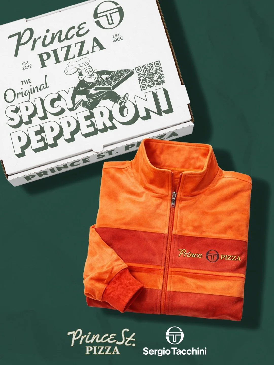 @princestreetpizza x @sergiotacchini boxes and tracksuit for the BK opening ❤️&zwj;🔥🍕

 #hospitalitydesigner #merchdesigner