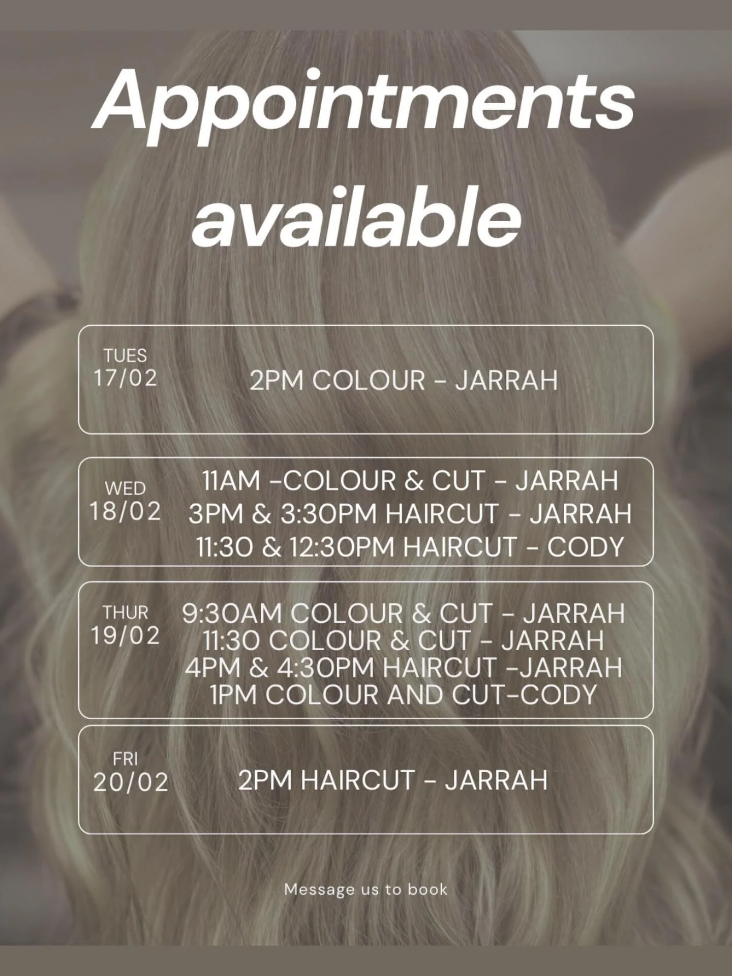 🌟🌟 Appointments available this week!!🌟🌟 send us a message or go online to snap one of these up 😊