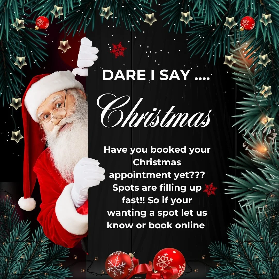 Now winter is over, blink and it will be Christmas!! With only 10 weeks to go, our Christmas appointments are filling up fast. Our last day of trading for the year will be Friday 19th December. Book now to avoid disappointment 🎅🎄⭐️