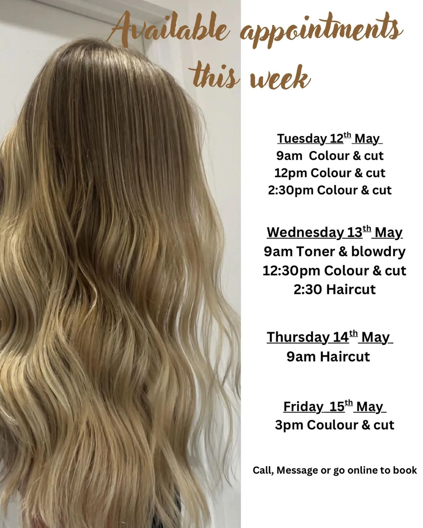 This weeks available appointments 🤩🤩