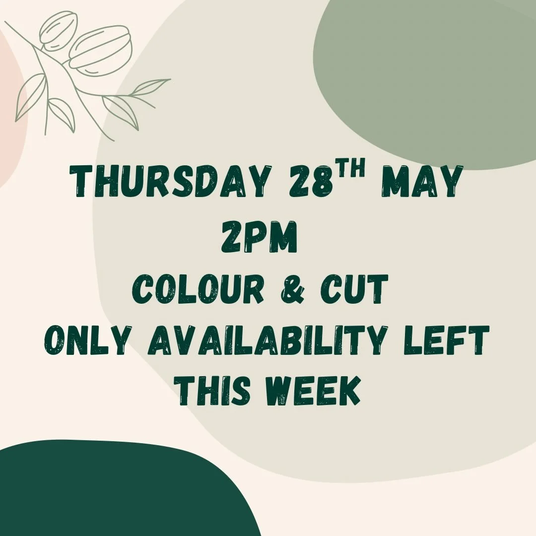 We have one appointment left for this week ✨

If your hair is needing a little freshen up, send us a message or jump online to secure it before it&rsquo;s gone 🤍