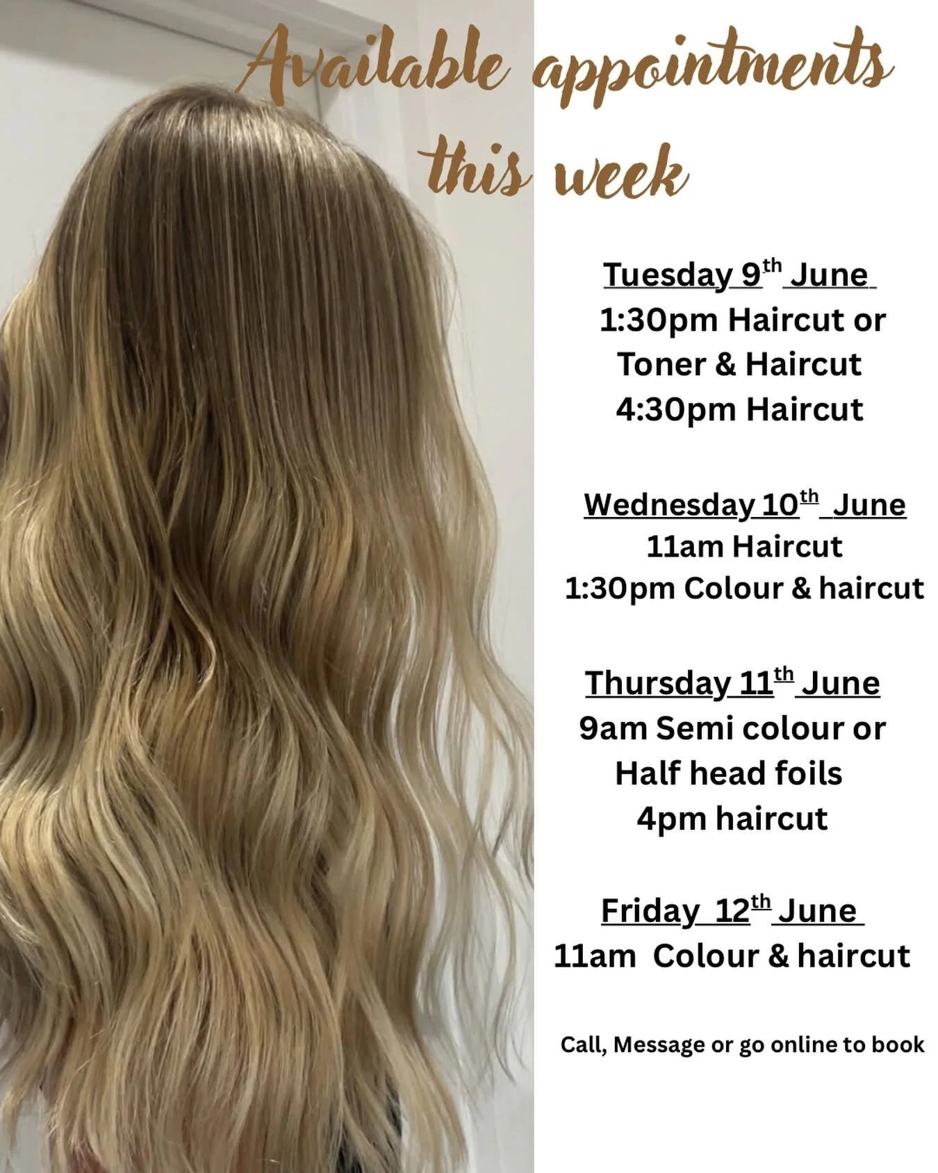 We have a few spots available this week: message, call  us or book online to snap one of these up ☺️ https://booking.clientdiary.com/?bookingsUrl=nofilterhairmakeup&amp;utm_source=ig&amp;utm_medium=social&amp;utm_content=link_in_bio&amp;fbclid=PAdGRl